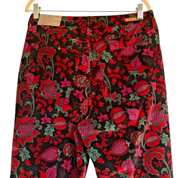 Soft Surroundings Sz 12 Velvet Skinny Pants Floral Party - Picture 9 of 10